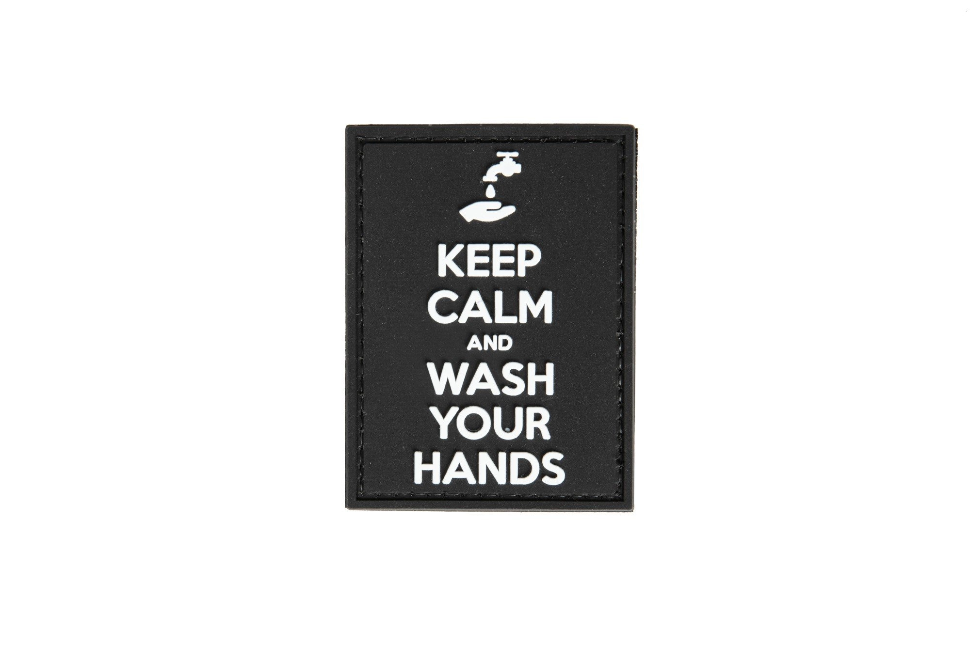 3D Keep Calm and Wash Your Hands Patch - Black