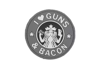 Guns and Bacon - 3D Badge - Gray