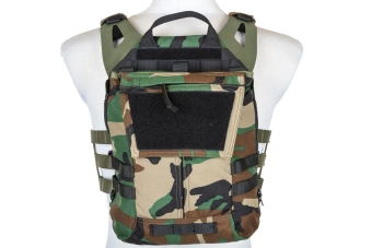 Specna Arms Gilet de type plate carrier tactique avec panneau d'assaut Woodland