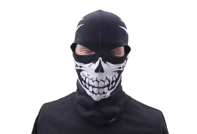 Kominiarka termoaktywna z nadrukiem, 2 otwory - CZARNA