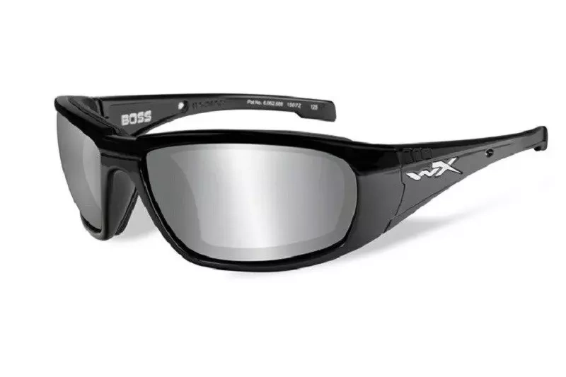 Wiley X® BOSS Grey Silver Flash Gloss Black Frame Glasses