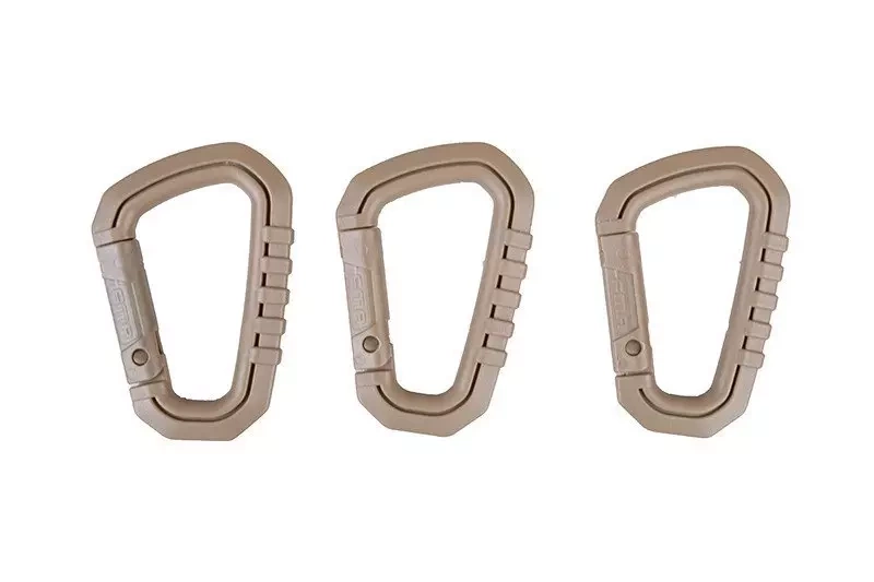 Set of polymer carabiners - tan