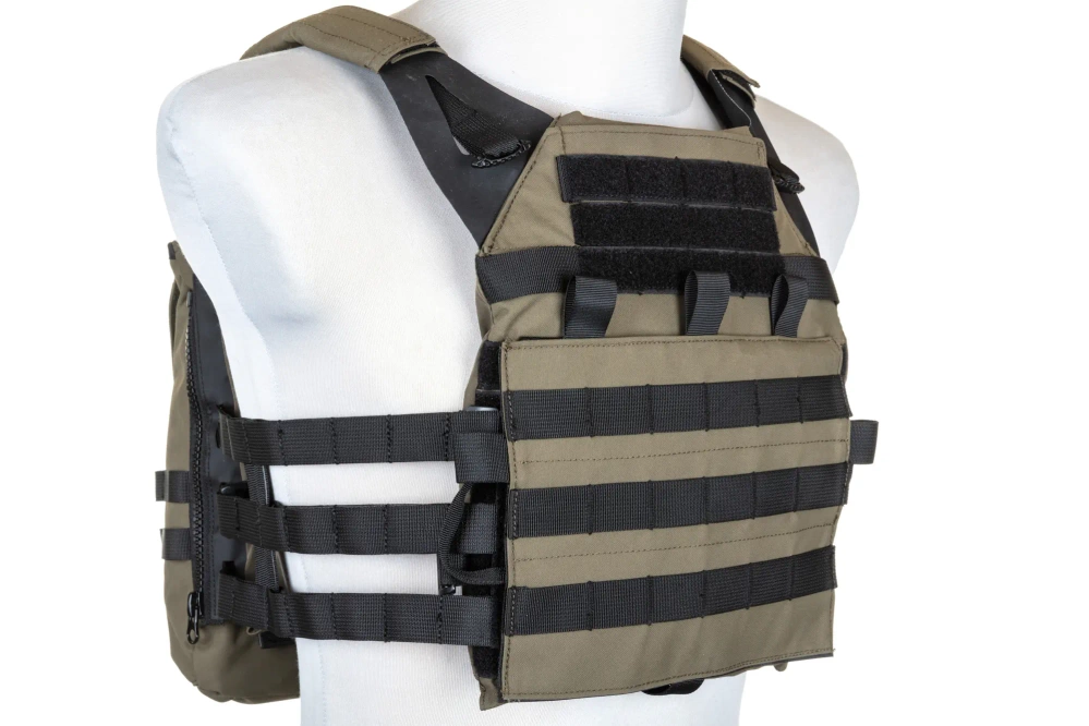 Kamizelka taktyczna Specna Arms Tactical typu Plate Carrier z panelem szturmowym Ranger Green