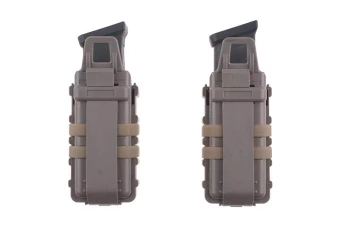 A Set of 2 FAST Magazine Pouches (transverse) For Pistol Magazines - dark earth