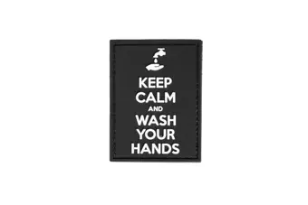 Naszywka 3D Keep Calm and Wash Your Hands - czarna